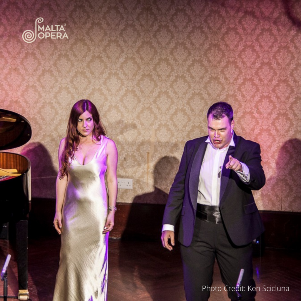Soprano Nadia Vella and Tenor Cliff Zammit Stevens in a duet during the Malta Opera Gala Concert